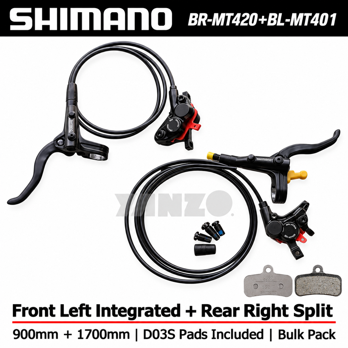 Shimano BL-MT401/BR-MT420 4-Piston Hydraulic Disc Brake Set Left/Right/Set-Bulk