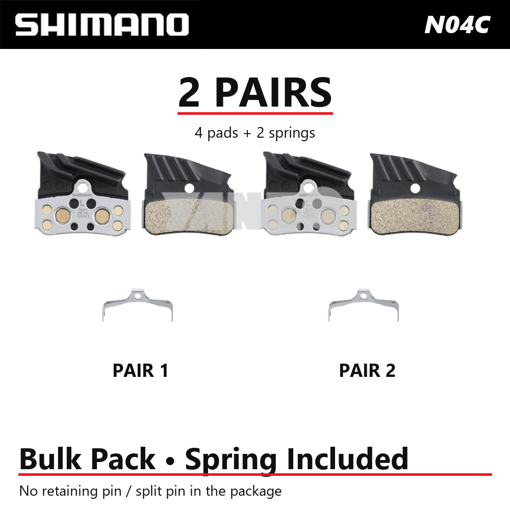 1/2Pair Shimano N04C 4-Piston Metal Disc Brake Pads-Bulk