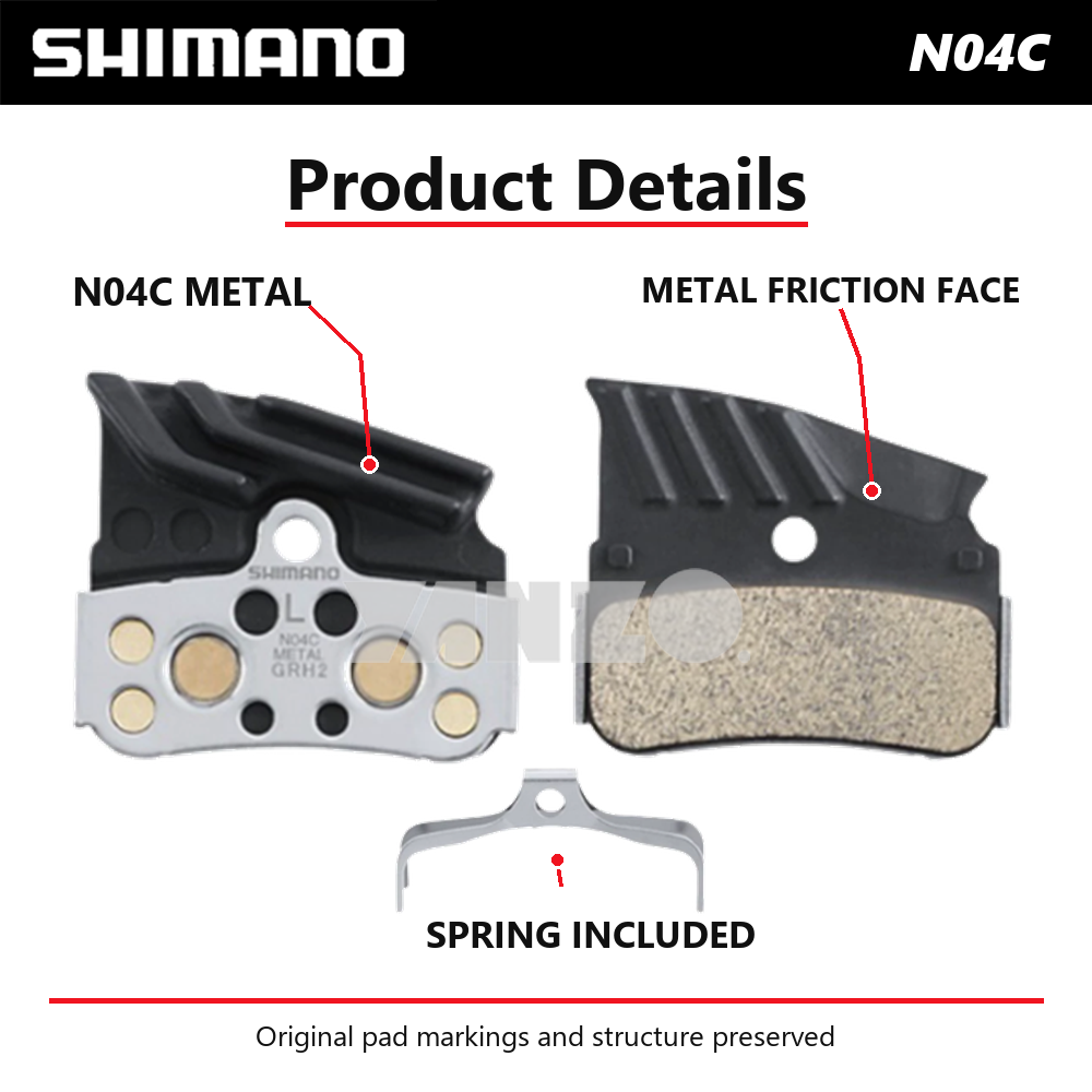 1/2Pair Shimano N04C 4-Piston Metal Disc Brake Pads-Bulk