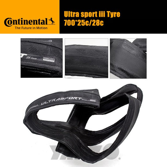 Continental Ultra Sport III Folding Tyre 700x25/28c Road Bike Tire Black 1 or 2