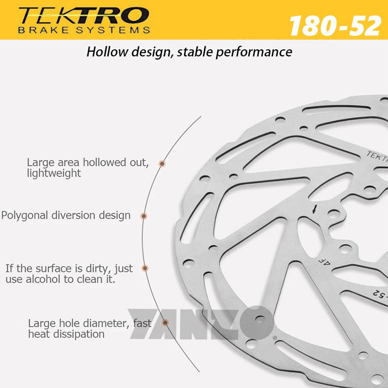 TEKTRO Bike Disc Brake Rotor TR180-52 6 Bolts 1.8mm Thickness 180-24 Upgraded
