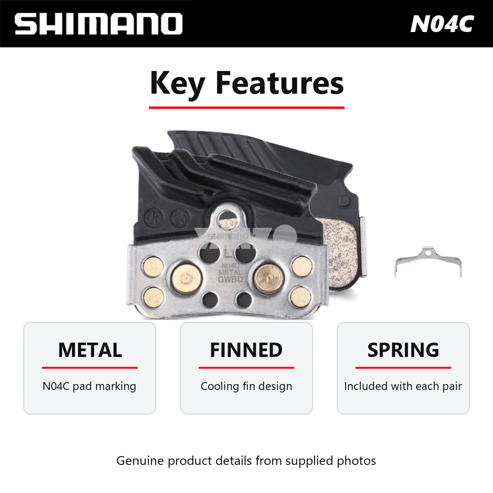 1/2Pair Shimano N04C 4-Piston Metal Disc Brake Pads-Bulk