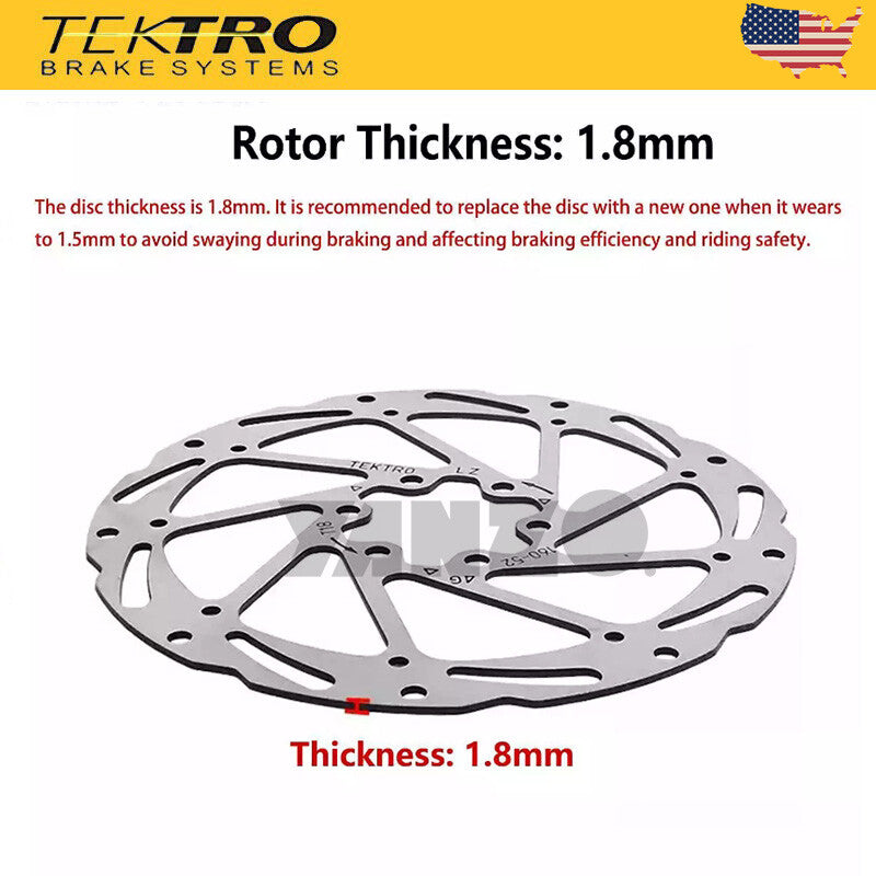 TEKTRO Bike Disc Brake Rotor TR160/180-24, TR160/180-52 6 Bolt with Bolts Included US Stock