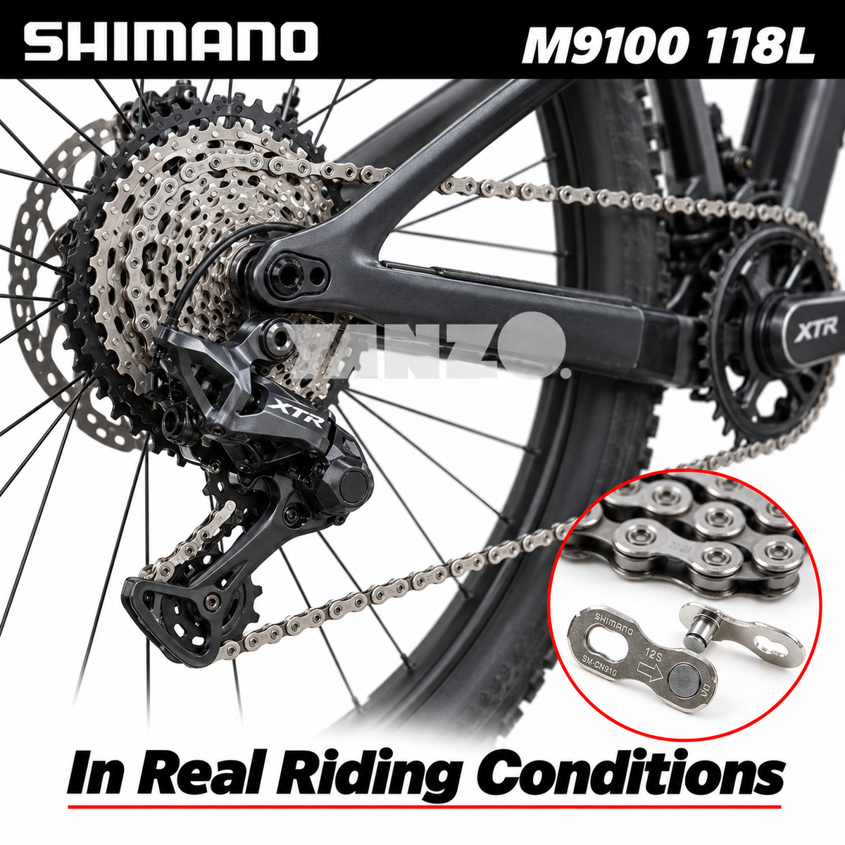 Shimano CN-M9100 Chain 12 Speed 118L MTB XTR M9100 w/ 2 Quick Links-Bulk