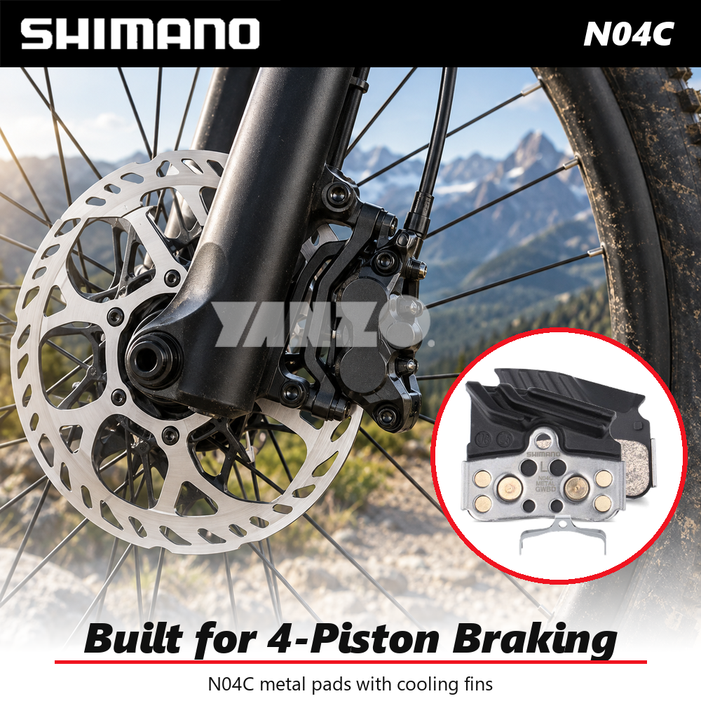 1/2Pair Shimano N04C 4-Piston Metal Disc Brake Pads-Bulk