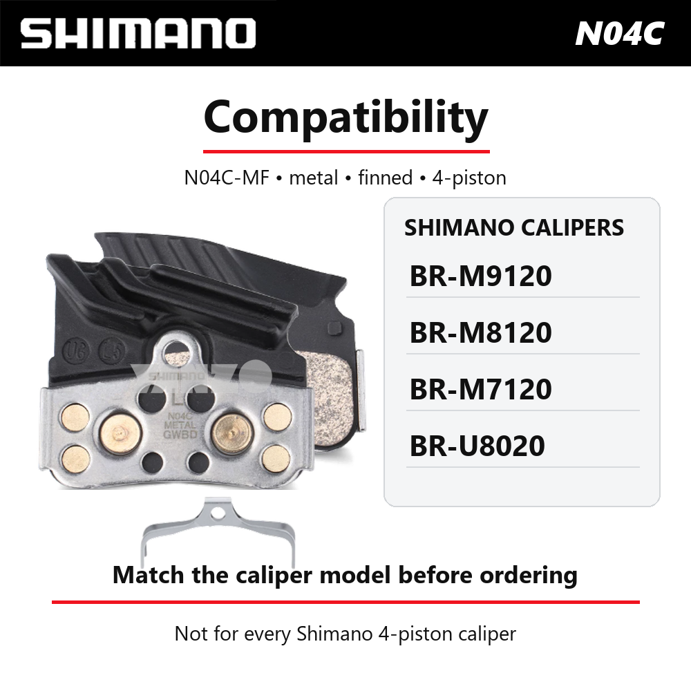 1/2Pair Shimano N04C 4-Piston Metal Disc Brake Pads-Bulk