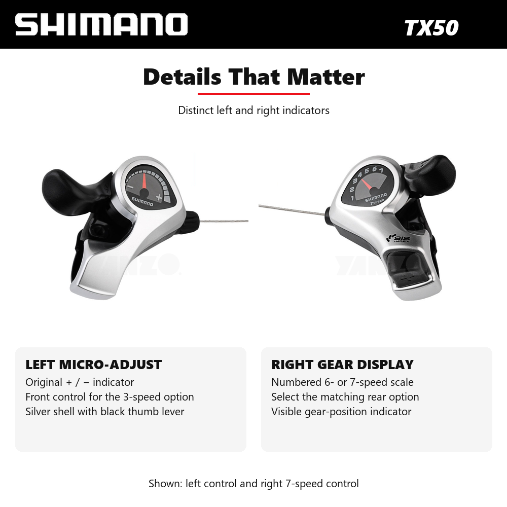 Shimano Tourney SL-TX50 Thumb Shifter Set 3/6/7 Speed with Cable