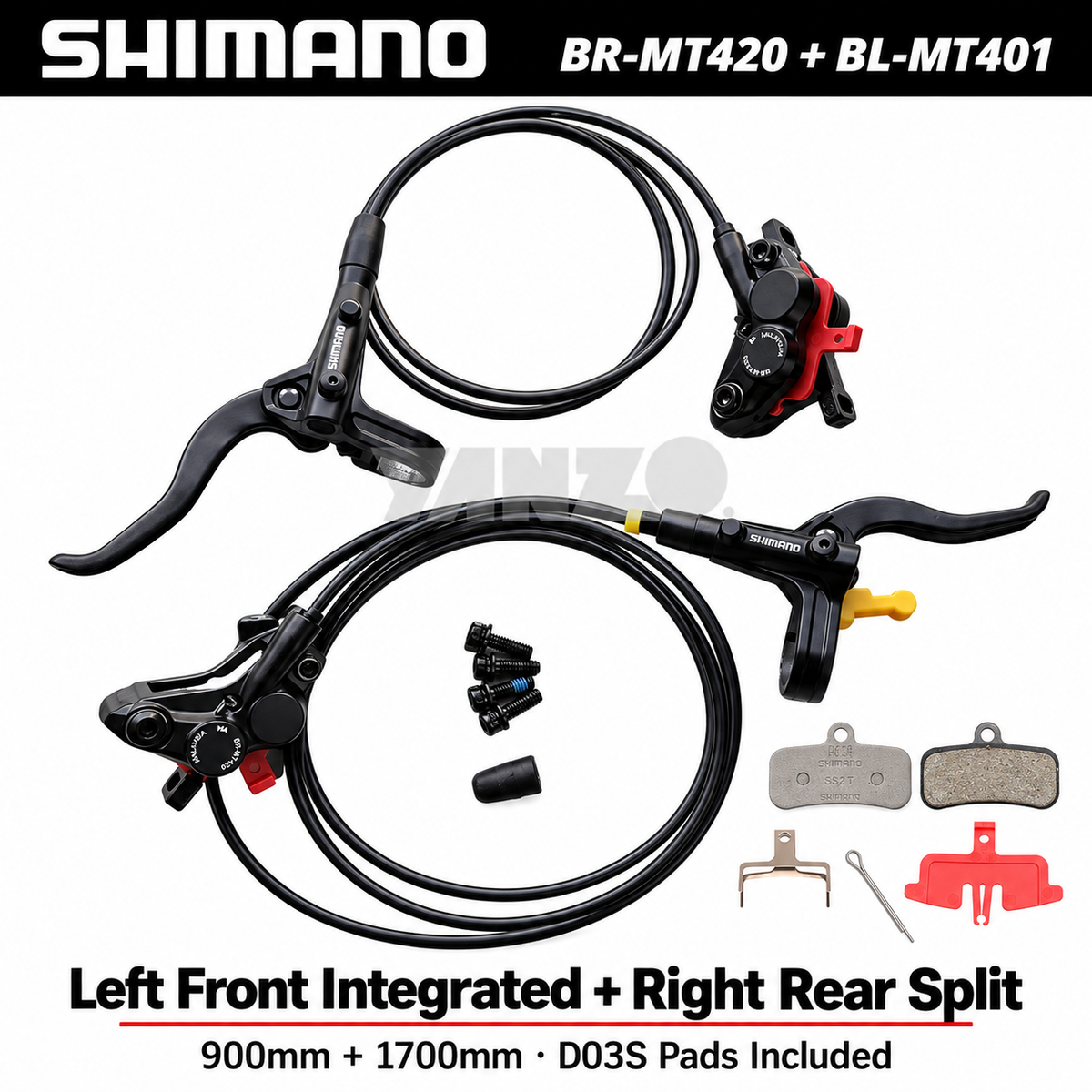 Shimano BL-MT401/BR-MT420 4-Piston Hydraulic Disc Brake Set Left/Right/Set-Bulk