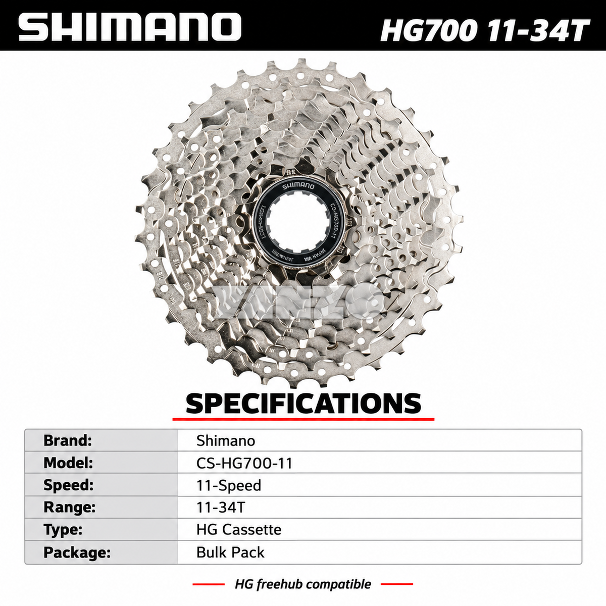 Shimano CS-HG700-11 11-Speed Cassette 11-34T Wide Range