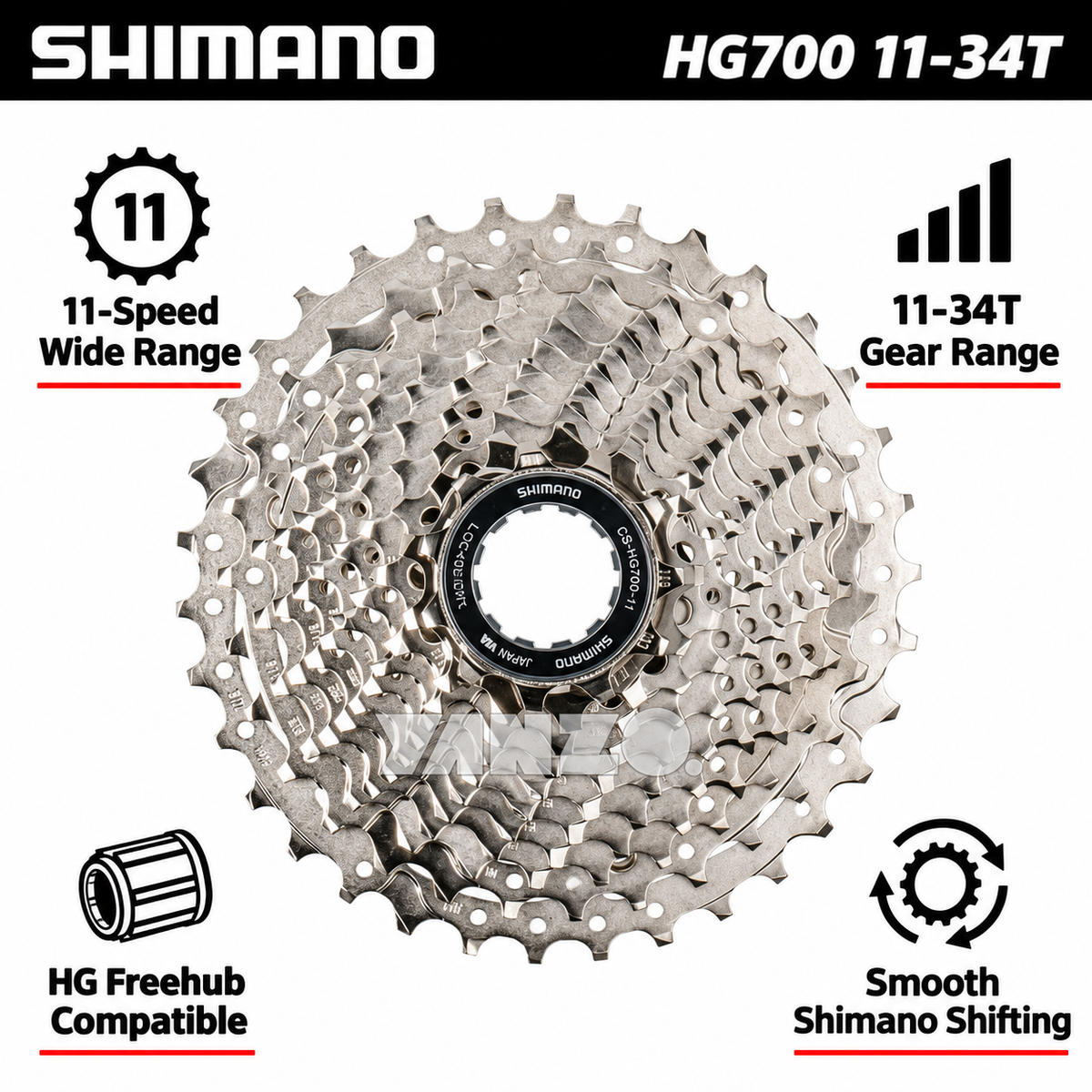 Shimano CS-HG700-11 11-Speed Cassette 11-34T Wide Range
